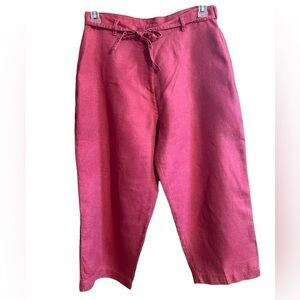 goodclothes Collection 100% Linen High Waisted Washed Red Cropped Button Zip Up